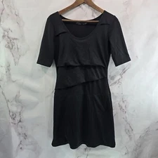 Prana Dress Womens XS Black Abilene Short Sleeve Wool Blend Mini Stretchy 