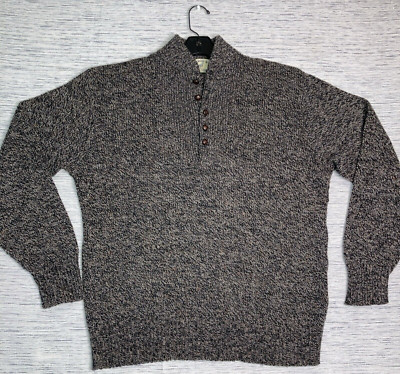 Harbor Bay Trading Company Men XLT Wool Sweater Shawl Collar Brown San Francisco
