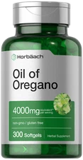 Oregano Oil Capsules 4000mg | 300 Softgels | Non-GMO, Gluten Free | by Horbaach
