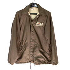 Vintage Hills Patch King Louie Pro Fit Brown Nylon Windbreaker Jacket Medium 40