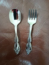 ONEIDA COMMUNITY BRAHMS STAINLESS BABY SPOON & FORK SET 2 PC