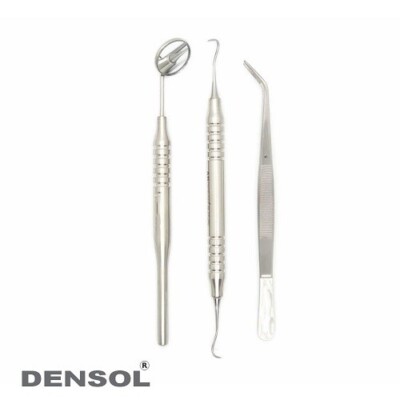 Dental Examination Kit 3pc H6/H7 Tweezers Mirror Handle TGA DENSOL 
