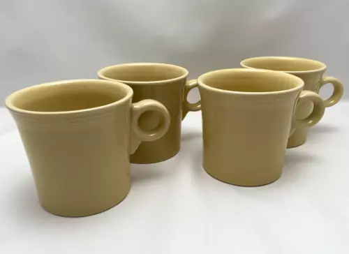 Four (4) Fiesta Ware Tom Jerry Ring Coffee Cup Mugs Tan USA Homer Laughlin
