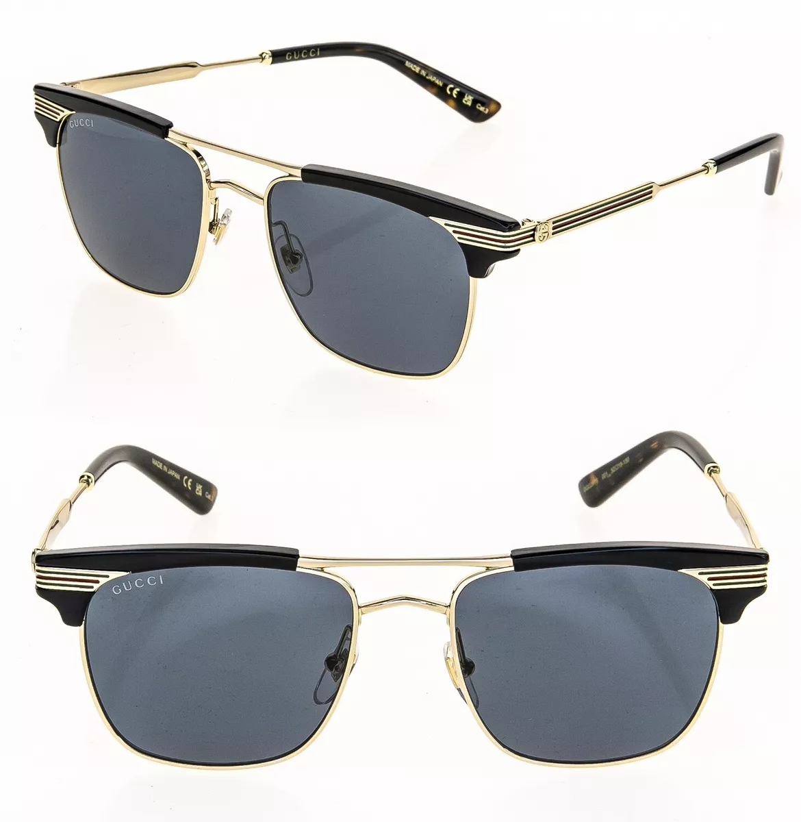 GUCCI WEB STRIPE 0287 Black Gold Square Navigator Unisex