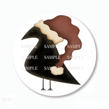 30 Country Prim Christmas Crow Favors Scrapbook Stickers 1.5" Envelope Seals