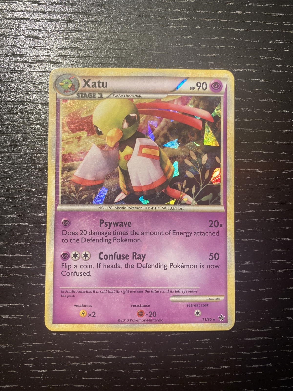 Xatu 11/95 Shattered/Cracked Ice Holo Rare 2010 Pokemon Card (LP)