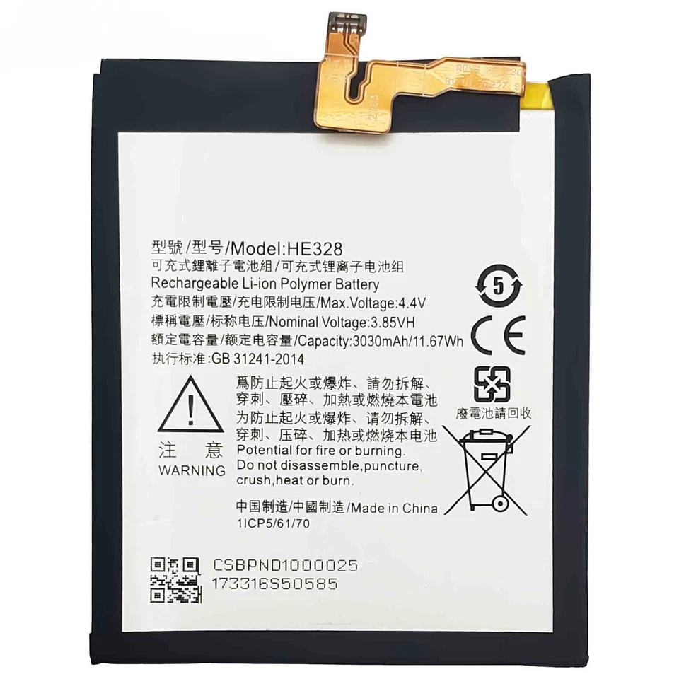 Batería de repuesto HE328 para Nokia 8 TA-1012 TA-1004 TA-1052 4.4V 3030mAh Foto 4 de 4