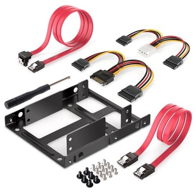 Dual 2,5'' auf 3,5'' HDD SSD Metall Halterung Kit mit SATA III Kabel & Schrauben