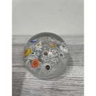 Vintage Millefiori Glass Paperweight Murano Style Latticinio Filigree Art Glass
