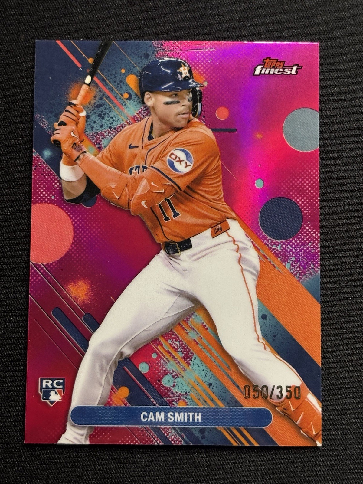 2025 Topps Finest  Cam Smith #54 Magenta Refractor /350 Rookie Astros RC