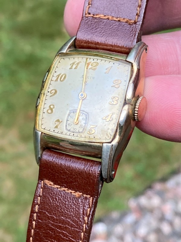 Vintage Men's ELGIN Mechanical Wind Watch  Running Art Deco 10k R.G.P. Case