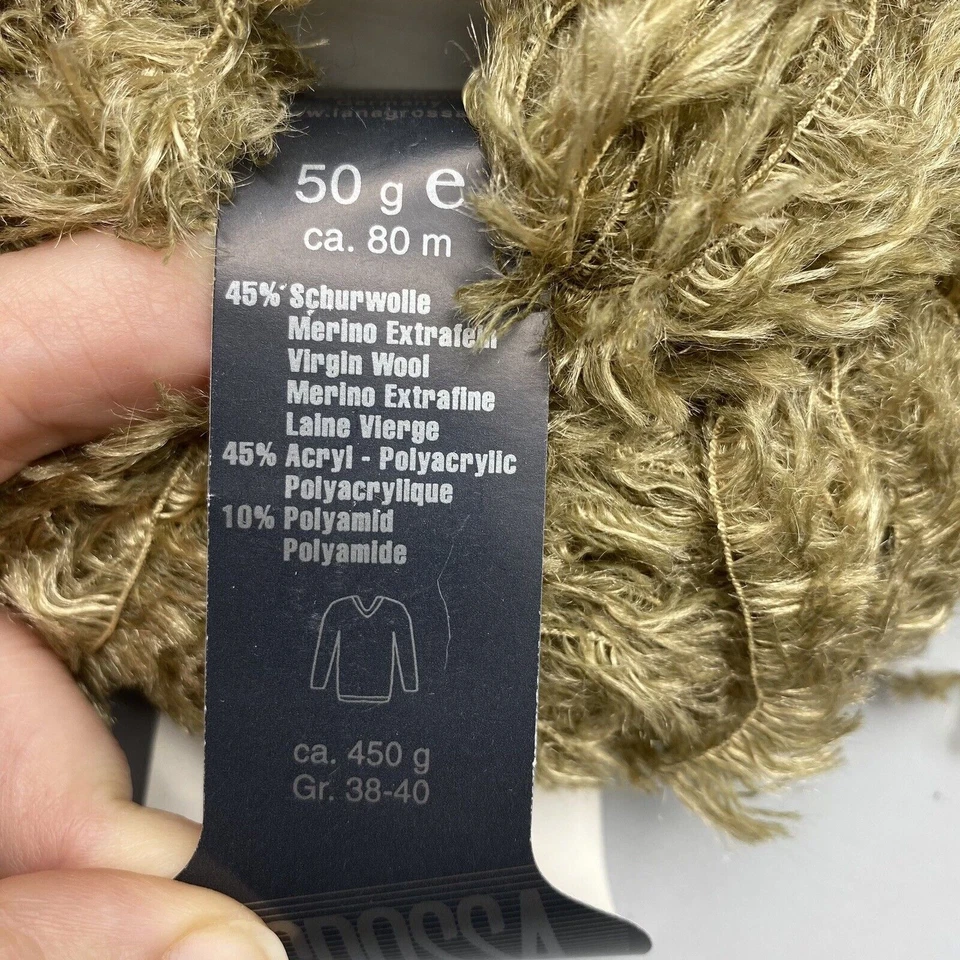 2 Skeins Lana Grossa Amica Lux Yarn Color 701 Lt Brown Eyelash Wool Blend Italy - Image 3 of 4