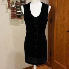 Vintage 1990s Guess Black Velvet Vest Dress XL