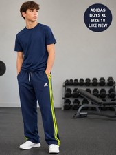 adidas Boys XL Navy Yellow Track Pants