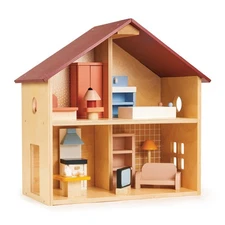 Toys - Poppets Dollhouse - Fully Furnished Open-Style Wooden Dollhouse with W...