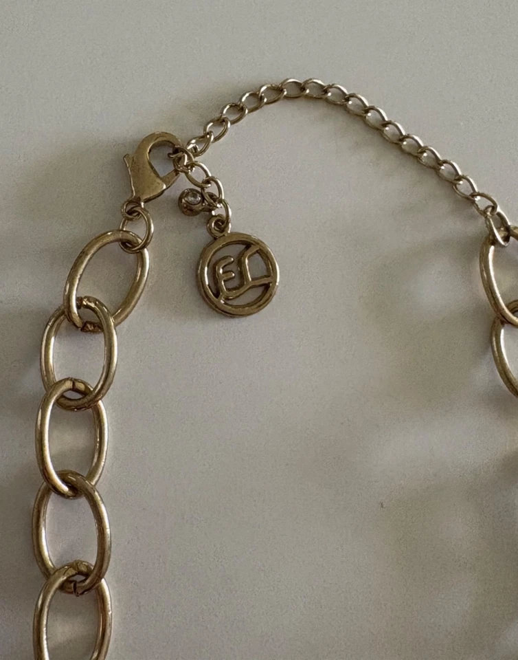 Erica Lyons EL Tono Dorado Negro Grueso Declaración Collar Ajustable 9" Foto 2 de 4