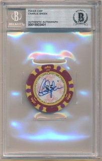 CHARLIE SHEEN SIGNED AUTOGRAPH LAS VEGAS POKER CHIP BGS AUTHENTIC AUTO BAS SP