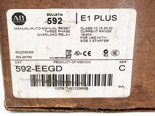 Nuevo relé de sobrecarga de estado sólido Allen Bradley 592-EEGD 3PH 18-90A 600V NEMA 3 - Imagen 2 de 7