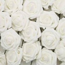 50Pcs Large 7CM Artificial Flowers Foam Rose Heads Bouque Wedding Party Decor UK