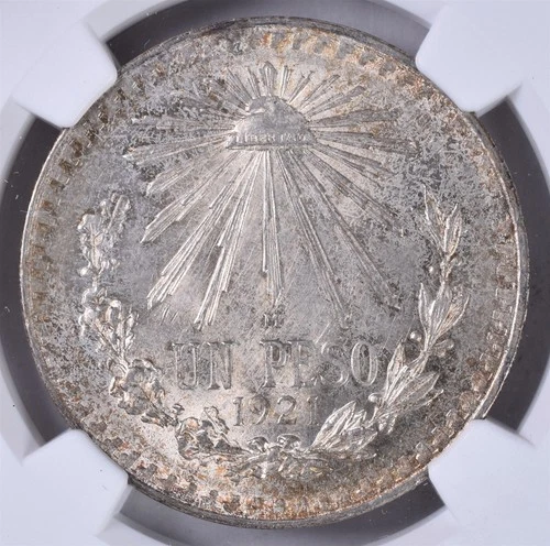 1921 M Mexico Silver Peso - NGC MS64