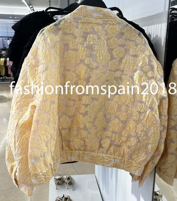 ZARA NEW WOMAN FLORAL JACQUARD BOMBER JACKET LIGHT YELLOW XS-XL