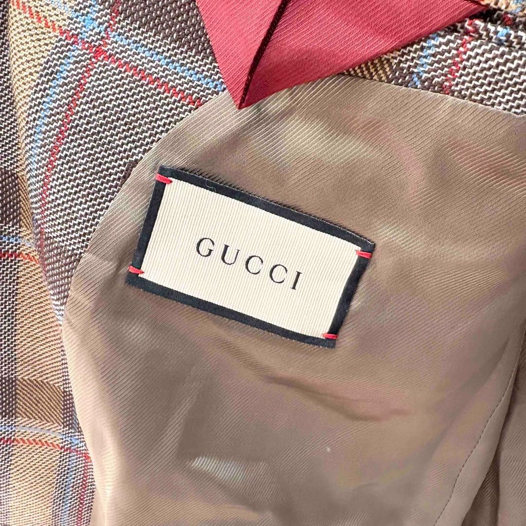 USED GUCCI CHECK PATTERN DOUBLE-BREASTED JACKET 4… - image 3