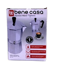 Bene Casa Espresso Maker 1 Cup.  Aluminum Moka Pot for Single Shot Coffee
