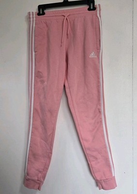 Adidas Pants Womens Sz S Essentials Fleece Slim Fit Joggers Pink Gym Athletic