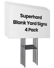 4 PCS 17x12 inch White Blank Yard Signs with Metal Stakes Waterproof Plastic