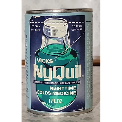 Vintage Vicks NyQuil Nighttime Colds Medicine 1 Fl Oz Sample Tin