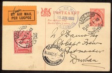 SOUTH AFRICA 1925 AIR MAIL POST CARD CAPE TOWN TO DURBAN.    A395