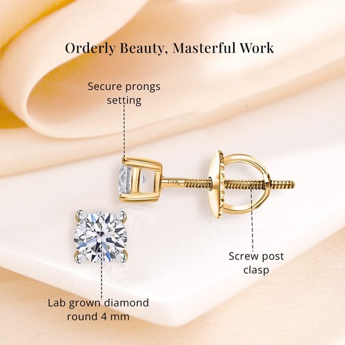 Luxuriant Lab Grown Diamond G VS 0.50 ctw Earrings in 14K Yellow Gold - Picture 6 of 6