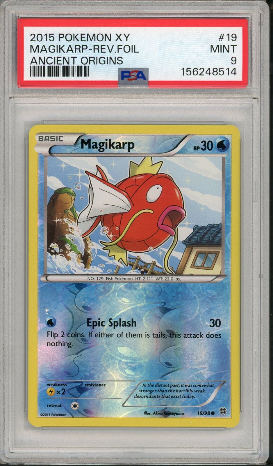 2015 Pokemon XY Ancient Origins Magikarp Reverse Foil #19 PSA 9