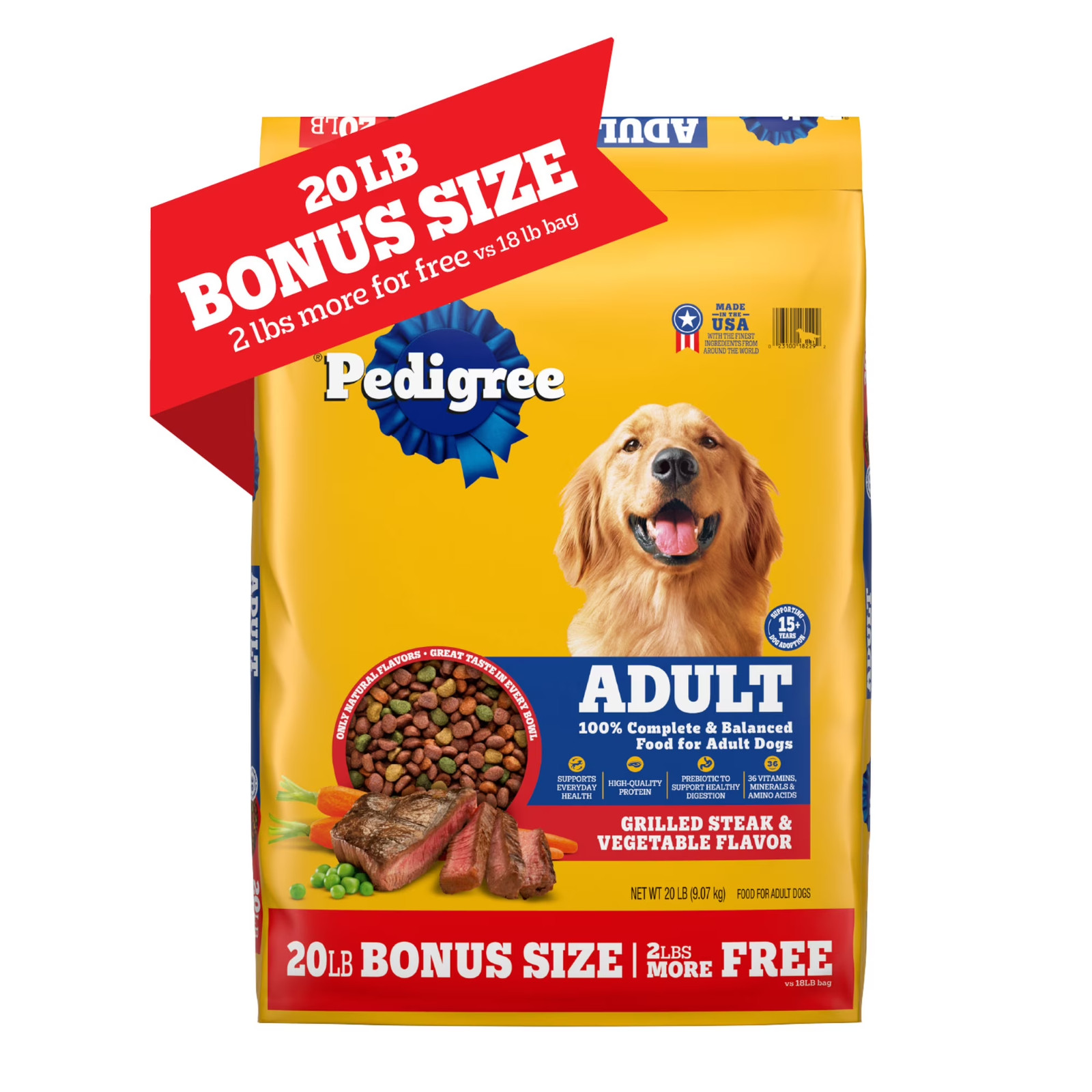 Pedigree Complete Nutrition Adult Dry Dog Food, Grilled Steak & Vegetable Flavor