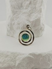 Sterling Silver & Dichroic Glass spiral penda...