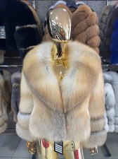 Women Real Fur Coat Fox Fur Jacket Thick Warm Elegant Winter Coat Beige