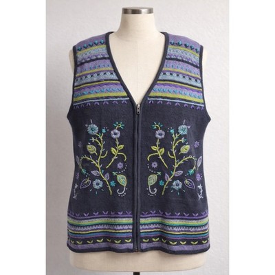 EUC White Stag Embroidered Zip Up Vest Gray 22W/24W