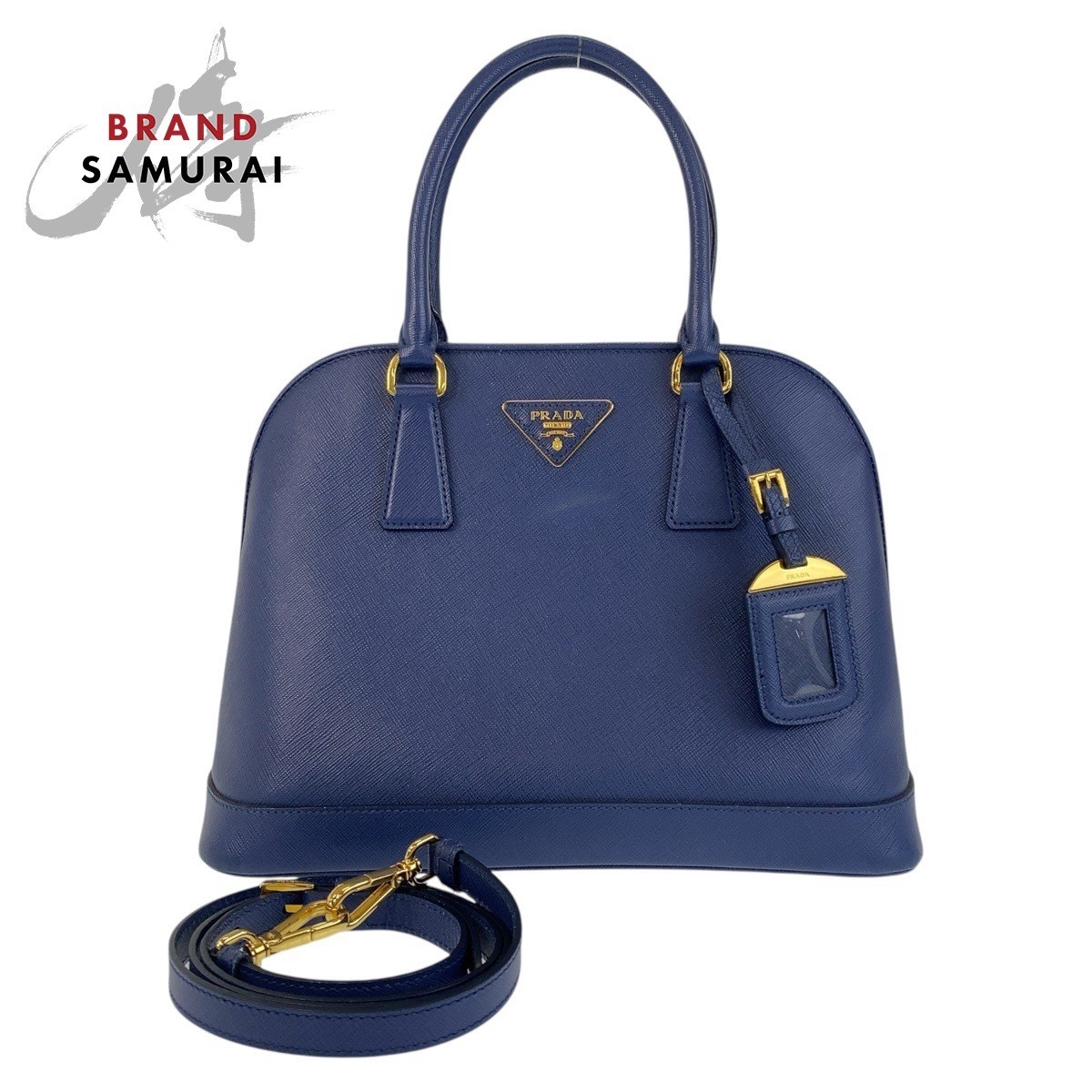 Prada Saffiano Blue Leather 2-Way Shoulder Handbag 500184