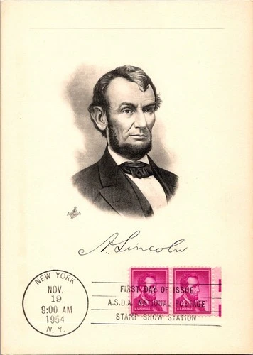 Dr Jim Stamps Maximum Card Abraham Lincoln 4C Pair Fdc