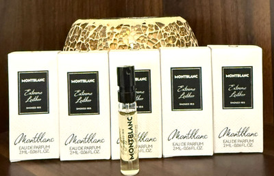 LOT OF 5 Montblanc Extreme Leather Smoked Iris EDP Sample Spray .06oz, 2ml NIB