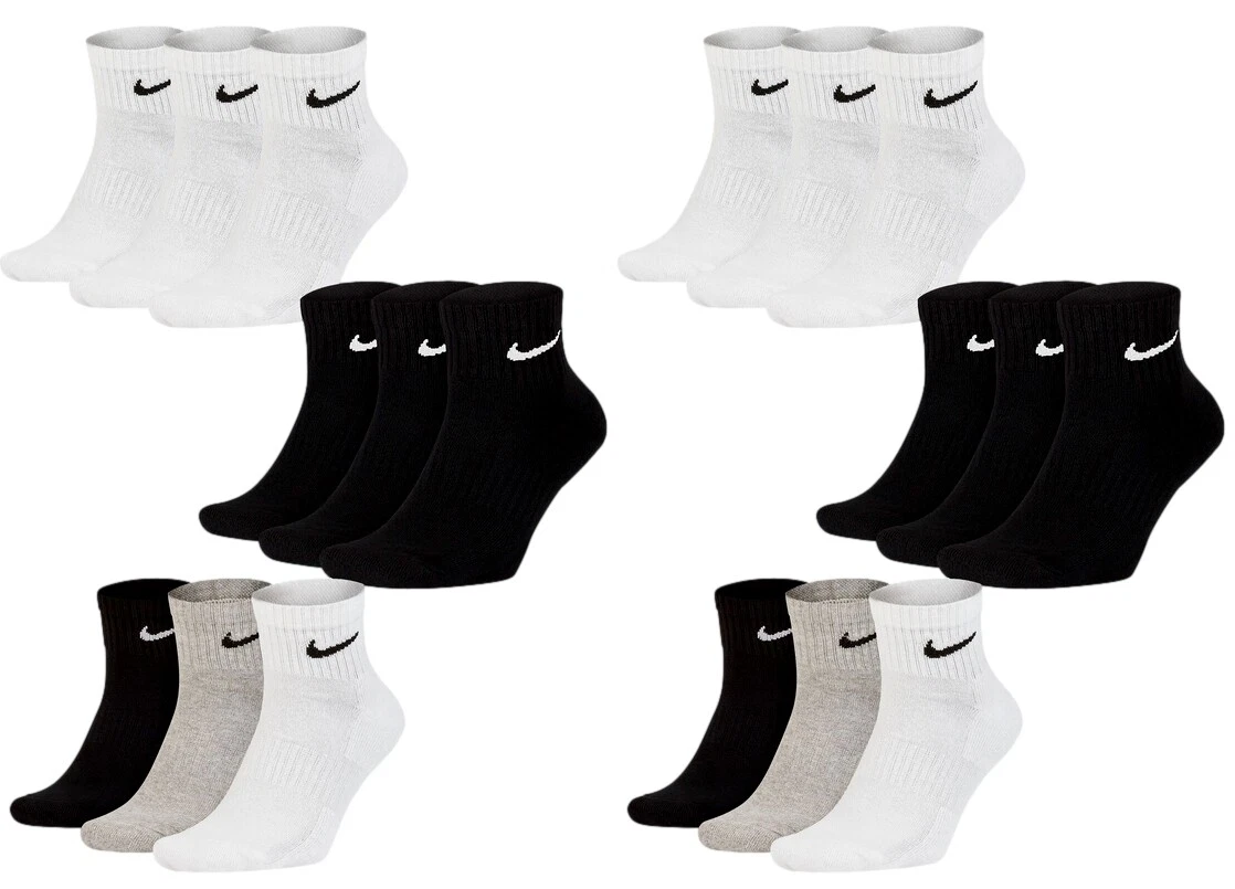 6 Paar Nike SX7677 Herren Damen Kurze Socke Weiß Schwarz grau - 34/38/42/46/50