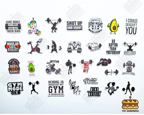 Juego de 50 pegatinas ""Gimnasio entrenamiento"" fitness músculo levantamiento de pesas culturismo calcomanía - Imagen 2 de 8