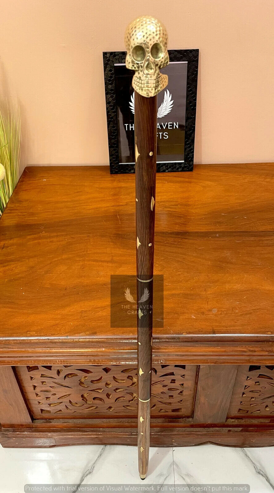 Victorian Solid Brass Damage Skull Handle Handmad… - image 3