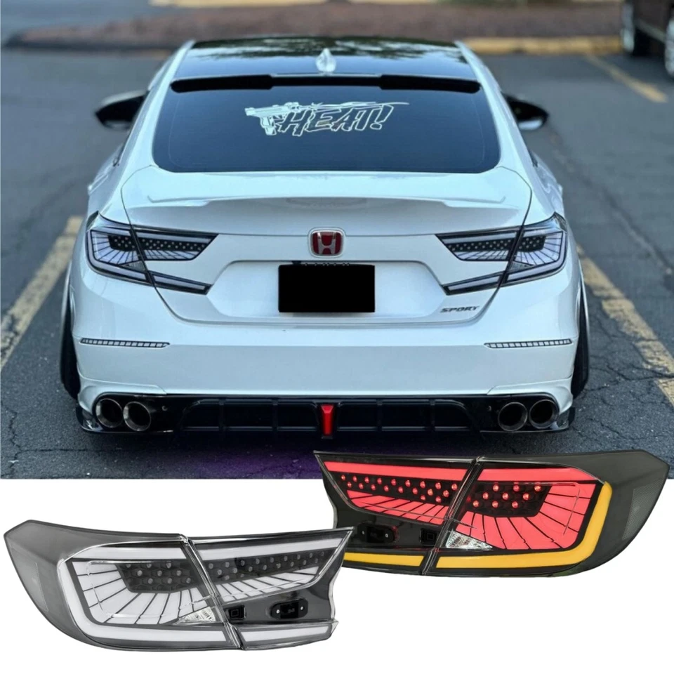 Clear LED Tail Lights Fit 2018-2022 Honda Accord Sedan w/ Sequential Rear Lamps - Image 2 of 4