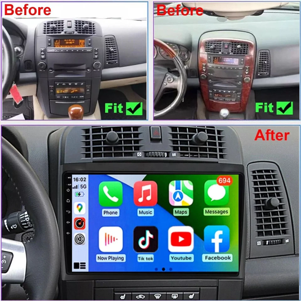 For 2003-2007 Cadillac CTS Android 15 Apple Carplay Stereo Radio GPS Navi 32G FM - Imagem 4 de 4