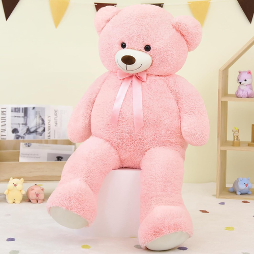 Orso Peluche Gigante 130 Cm, XXL Rosa Orsacchiotto Peluche Grande Con Papillon, - Foto 5 di 12