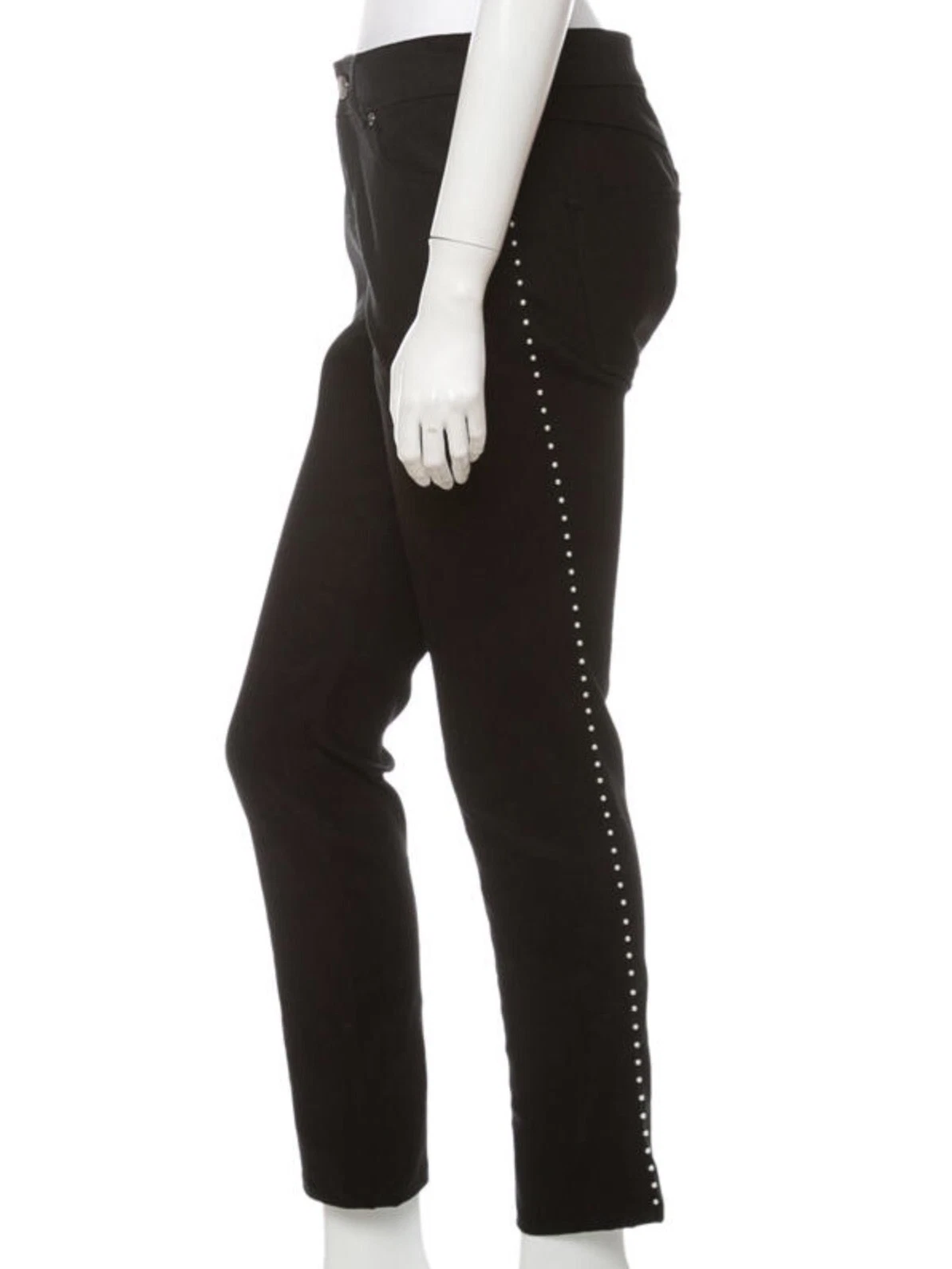 Alexander McQueen — ALEXANDER MCQUEEN BLACK SKINNY JEANS PANTS W/PEARL EMBELISHMENT IT44 US8 W/TAGS