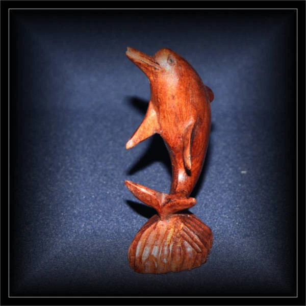 Delphin Delfin 10cm Holz Schnitzerei aus BALI schönes Geschenk Fisch (DEL1-004) - Bild 2 von 3