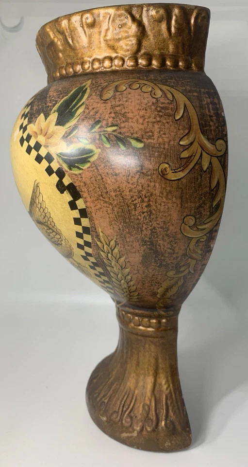 Jarrón floral de otoño de gallo a cuadros de granja de campo decoración del hogar Foto 3 de 4