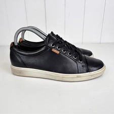 ECCO Soft 7 Women's Leather Sneaker Size 38/7 Black Lace-up Comfort Shoe